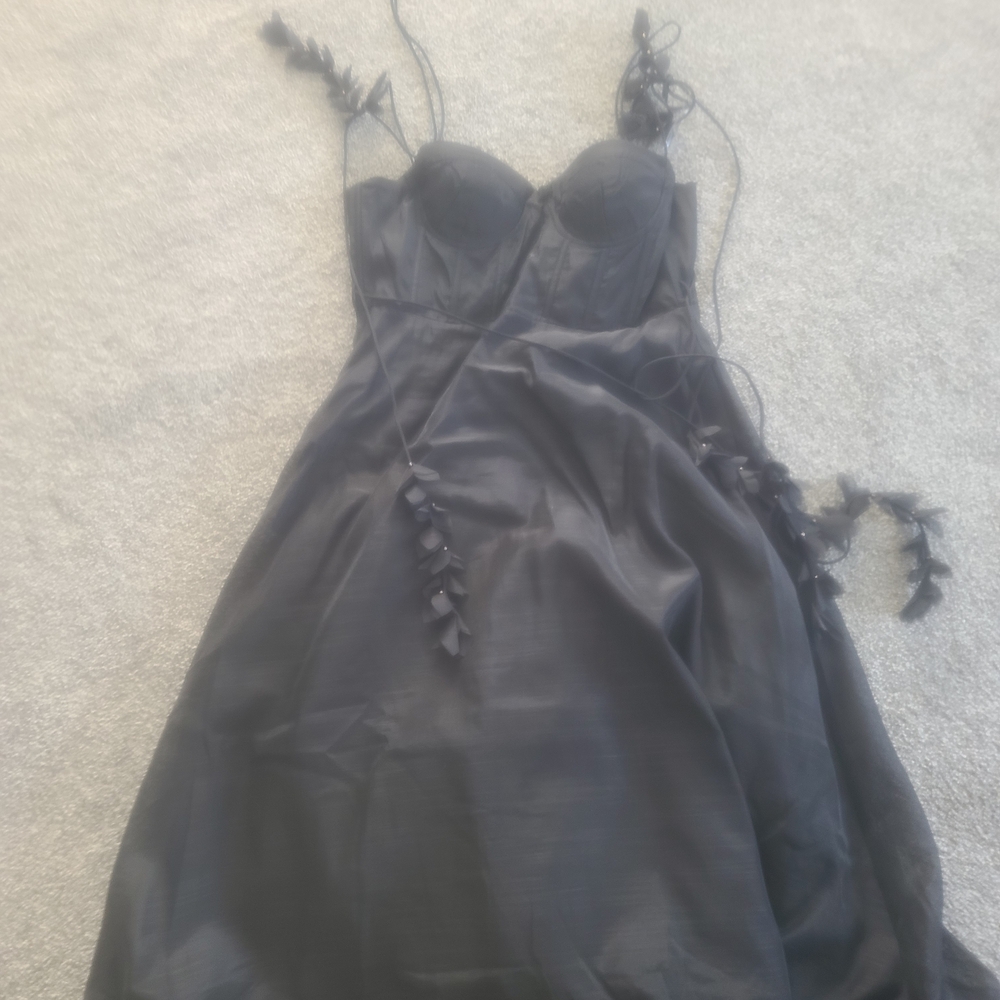 Black Zimmerman Copy Dress with Gold Flora Accents